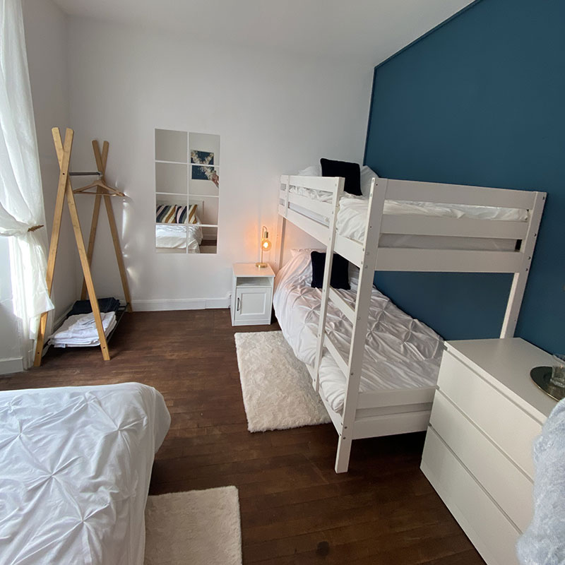 Balcony doors and chest of drawers